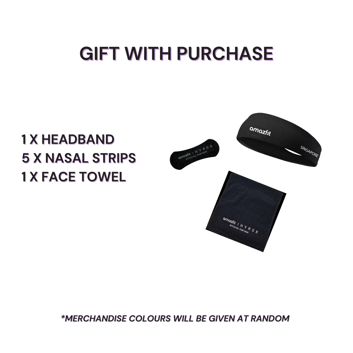GWP- 1 x Headband, 5 x Nasal Strips, 1 x Face Towel